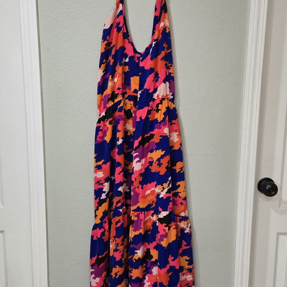 Colorful PrettyGarden Tie Neck Medium Halter Top Long Dress Pink Blue Orange